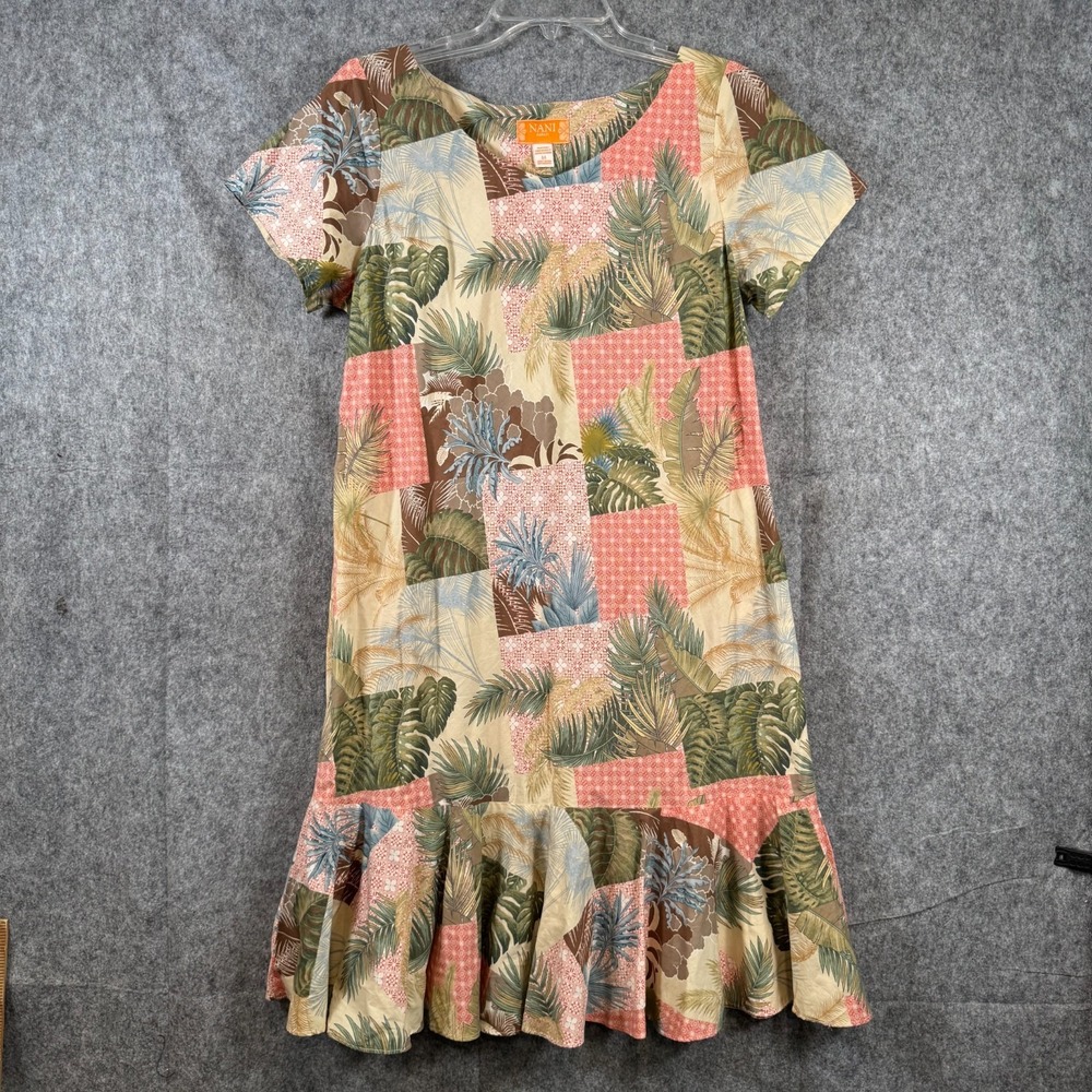 Nani Hawaii Tori Richard Midi Dress Womens Medium Tropical Patchwork Hawaiian
